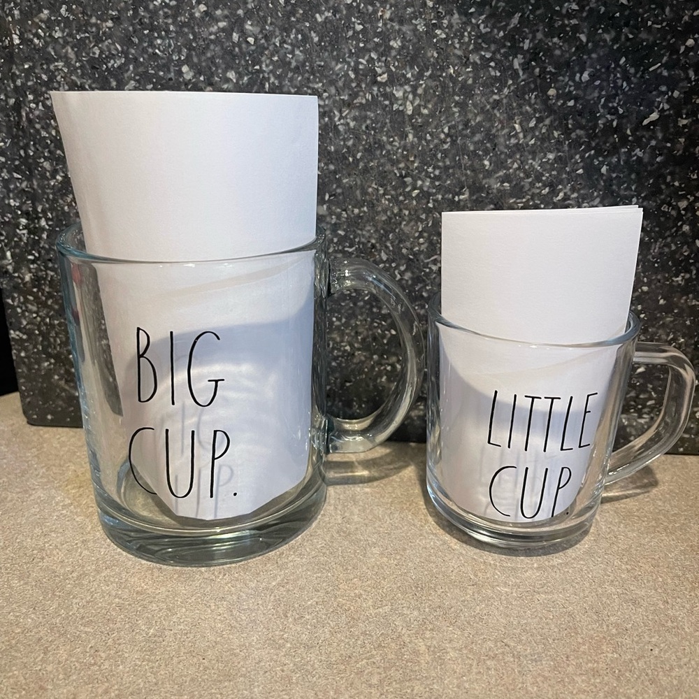 Rae Dunn Clear Glass Mug Set - Big and Little Cup